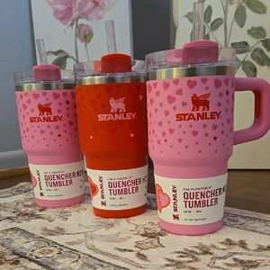 Stanley 20oz Quenchers - 1 Ruby Hearts (Red) And 2 Sweet Hearts (Pink) Bundle